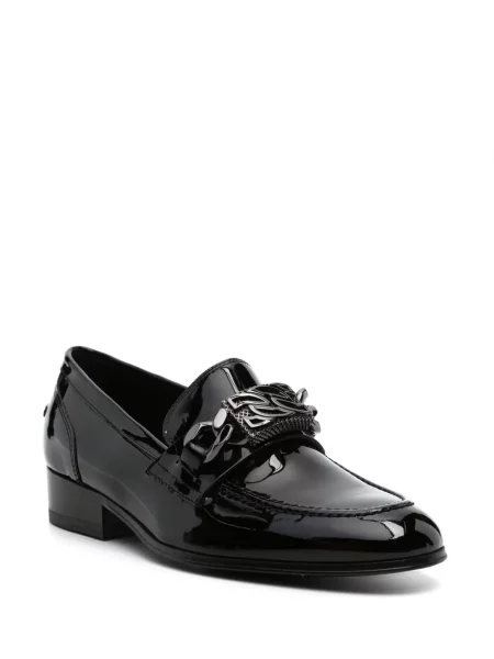 Kožené lakované loafers Casadei s přezkou černé