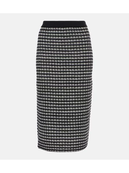 Fustă midi Tory Burch de lână până la genunchi negru