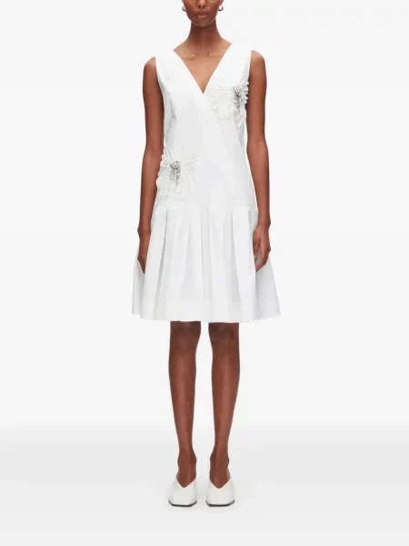 Φλοράλ μίνι φόρεμα 3.1 Phillip Lim με λαιμόκοψη v με απλικέ λευκό