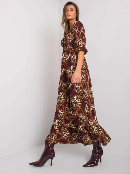 Obleka maxi obleka Fashionhunters bordo