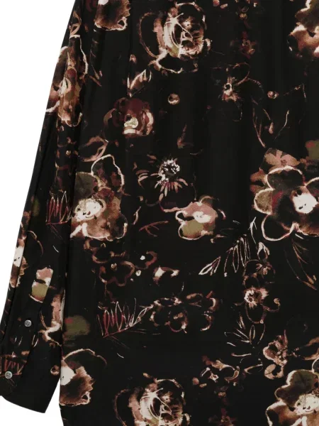 Lung cămașă Calmlence cu model floral cu imagine maro