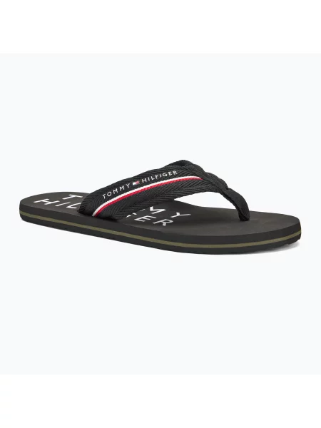 Férfi flip-flop papucs Tommy Hilfiger Web Beach Sandal black Web Beach Sandal fekete