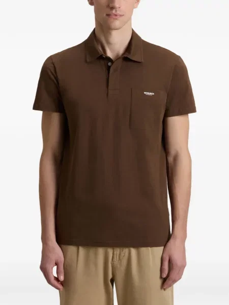 Tricou polo Woolrich cu autograf maro