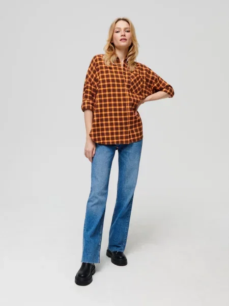 Картата сорочка oversize різнобарвний