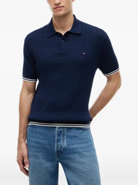 Πλεκτό polo Tommy Hilfiger μπλε