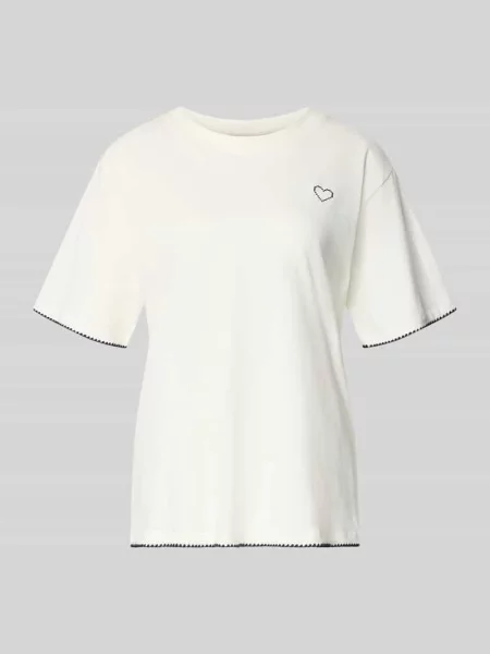T-shirt z okrągłym dekoltem i haftami Free/quent