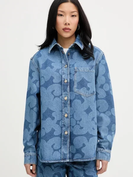 Marimekko cămașă pentru femei din denim albastru