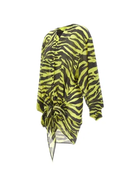 Rochie The Attico cu imagine cu model zebră plic galben