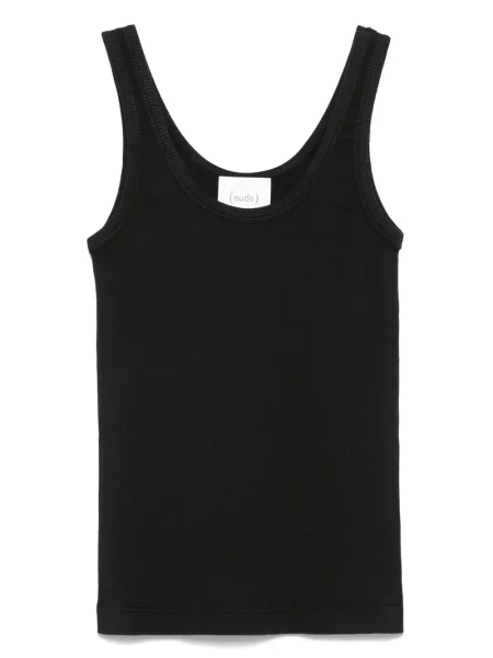 Top Nude cu broderie negru