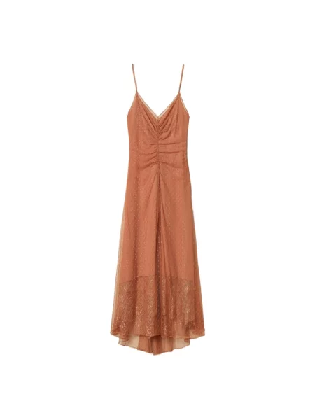 Sukienka Twinset tiulowa garniturowa brązowa