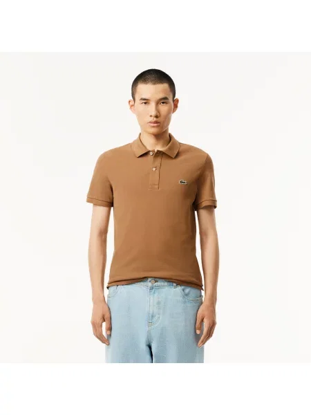 Lacoste Koszulka Polo Slim Fit Petit Piqué brązowa