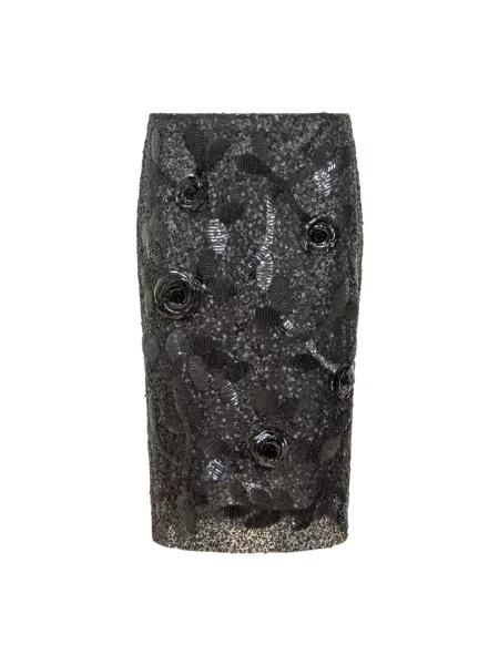 Spódnica ołówkowa Des Phemmes w kwiatki czarna