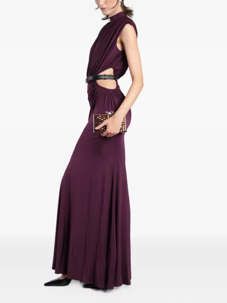 Rochie maxi Self-portrait din jerseu drapată violet