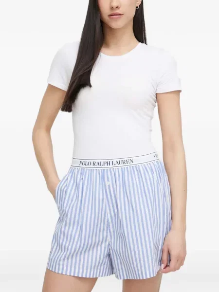Kötött csíkos rövidnadrág Polo Ralph Lauren nyakkendővel fehér
