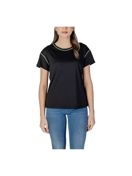 Koszulka z nadrukiem Liu Jo z kryształkami czarna