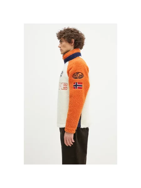Napapijri bluza polarowa Equipe Fleece wzorzysta beżowy