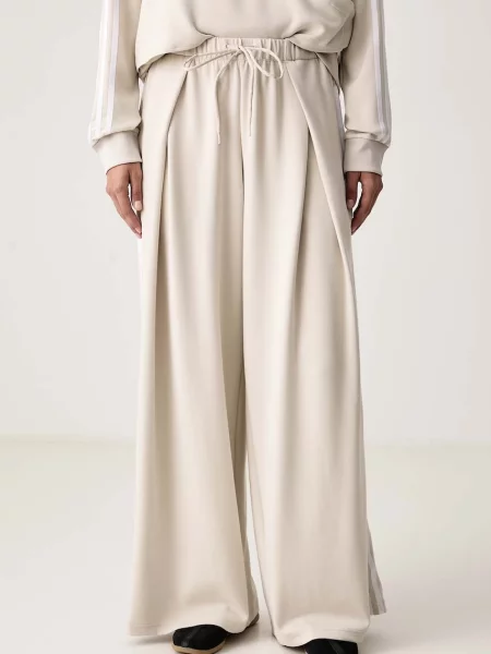 Adidas Originals pantaloni wide leg pentru femei Adiluna Season 2 x Jennie maro