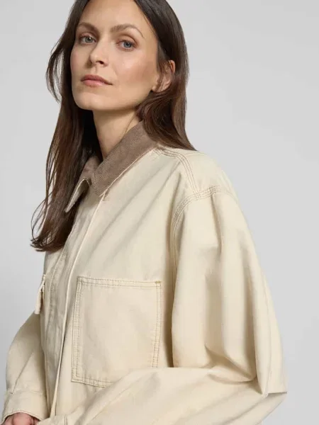 Kurtka jeansowa o krótkim kroju z czystej Model WORKWEAR CANVAS' Armedangels biała