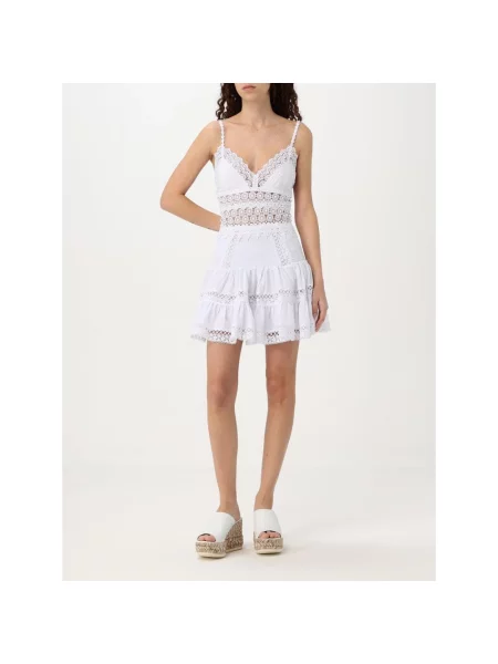 Mała mały spódnica mini Charo Ruiz Ibiza z falbankami biała