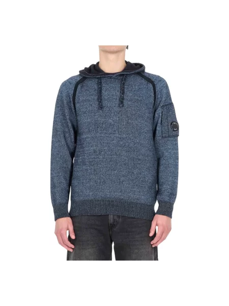 Bluza z kapturem C.p. Company wełniana z kapturem niebieska