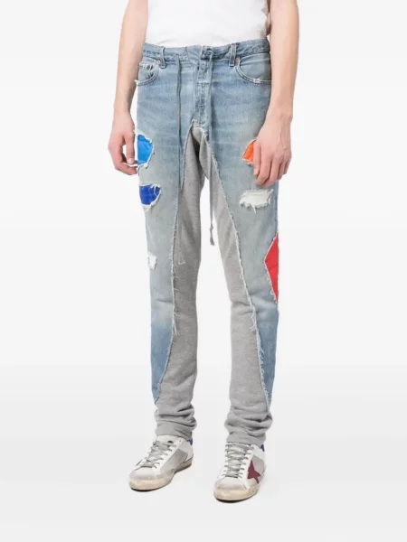 Kalhoty Greg Lauren s oděrkami modré