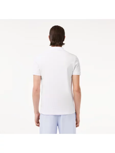 Lacoste Koszulka Polo Slim Fit Stretch Cotton Piqué Grey Crocodile biała
