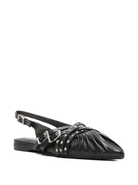 Pantofi cu toc Ash fără toc cu volane negru