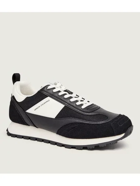 Armani Exchange Sneakers | piele întoarsă cu adaos de piele alb