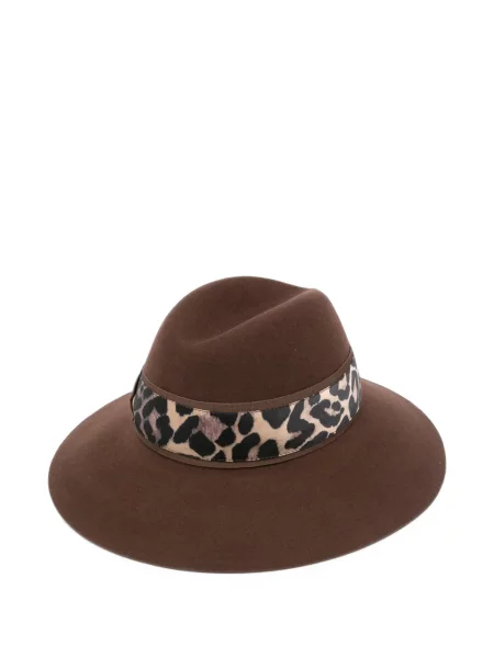 Căciulă Borsalino cu funde cu model leopard maro