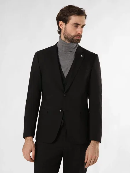 Strellson marynarka od garnituru modułowego Mężczyźni Super Slim Fit jednolity czarny