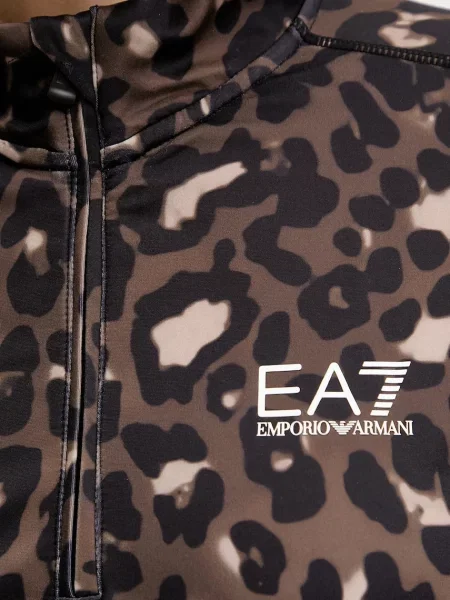 Свитер Ea7 Emporio Armani с принтом коричневый