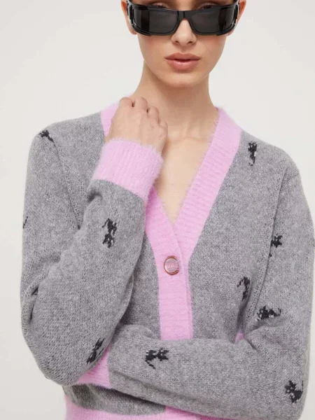 GCDS cardigan din lana gri