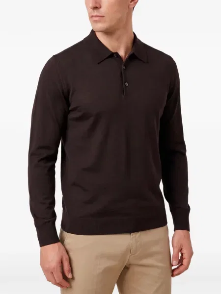 Lung tricou polo John Smedley maro