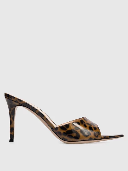 Кожаные мюли Gianvito Rossi с принтом коричневые