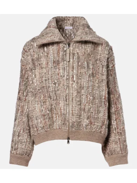 Cardigan Brunello Cucinelli de mohair bej