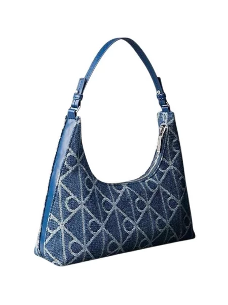 Calvin Klein Geantă de umăr denim / alb albastru