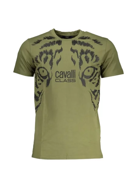 Tricou Cavalli Class cu imagine cu dungi de tigru verde