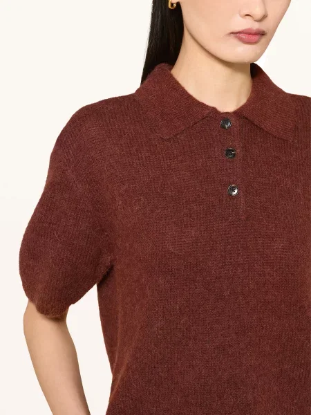 Darling Harbour Pletené Polo Tričko S Alpakou wood brown hnědé