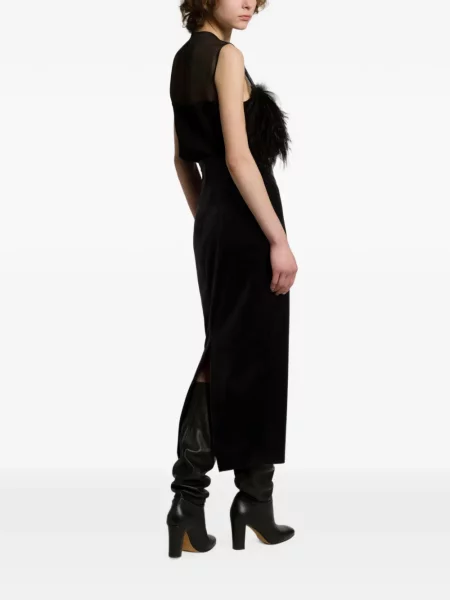 Fustă midi Alberta Ferretti de catifea cu volane negru