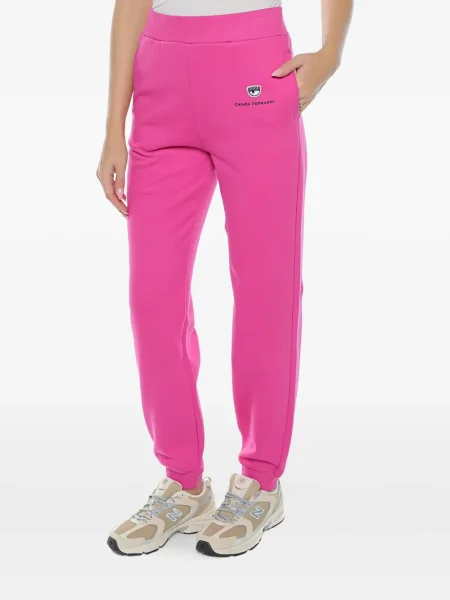 Pantaloni Chiara Ferragni cu broderie roz