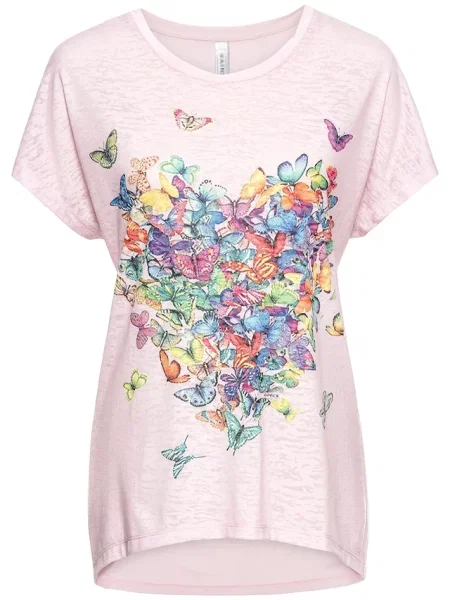 T-shirt z nadrukiem w motyle różowa