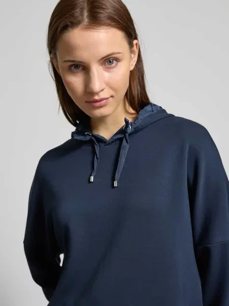 Bluza z kapturem krótka ze scuby z rękawem o dł. Tom Tailor granatowa