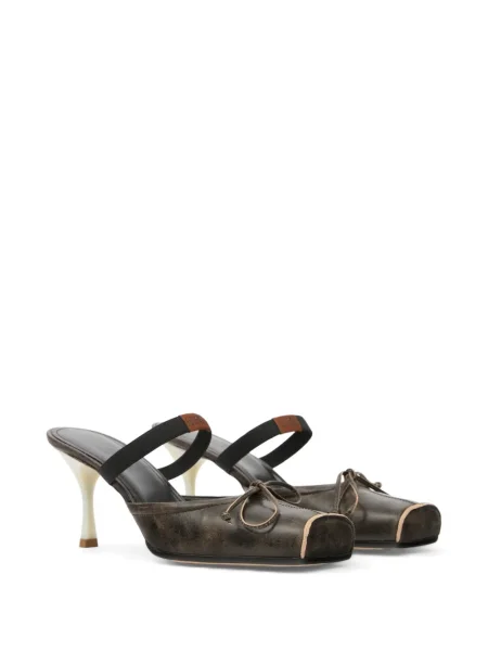 Papuci tip mules Mm6 Maison Margiela cu funde cu vârf pătrat maro
