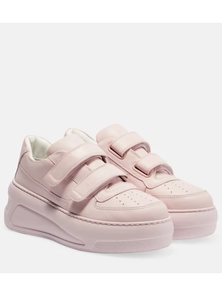 Sneakerși Acne Studios din piele cu platformă roz