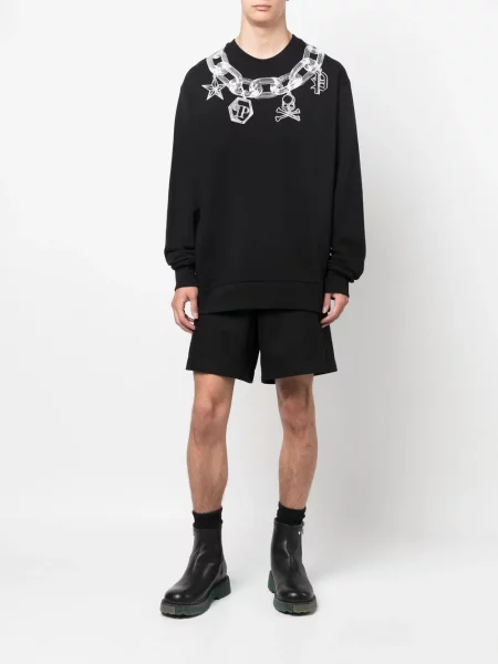 Raštuotas megztinis Philipp Plein apvaliu kaklu