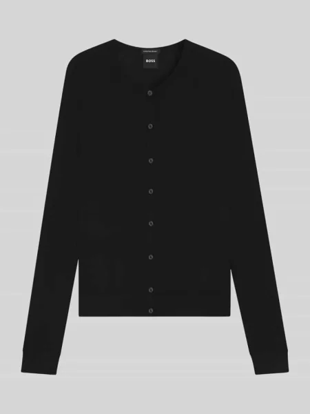 BOSS kardigan wełniany lekki czarny