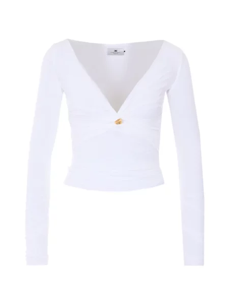 Bluză Elisabetta Franchi cu decolteu în V alb