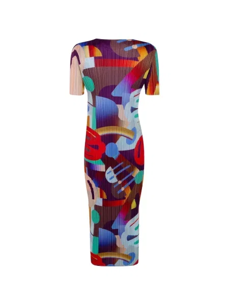 Μίντι φόρεμα Pleats Please Issey Miyake με σχέδιο με αφηρημένο print κόκκινο