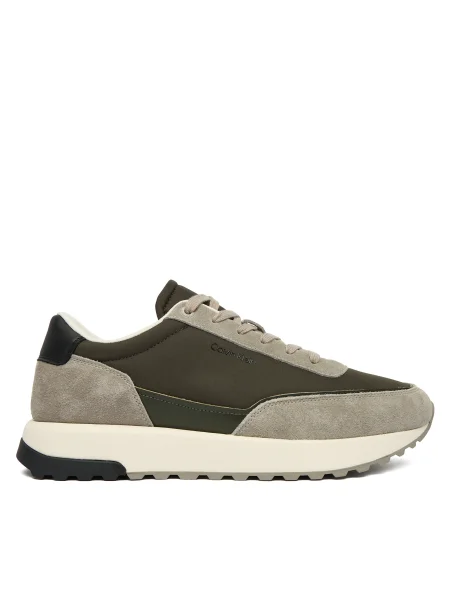 Sneakerși Calvin Klein cu șireturi din dantelă verde