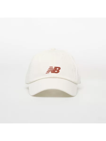 Czapka z daszkiem New Balance 6 Panel Chain Stitch Logo biało-kremowa biała
